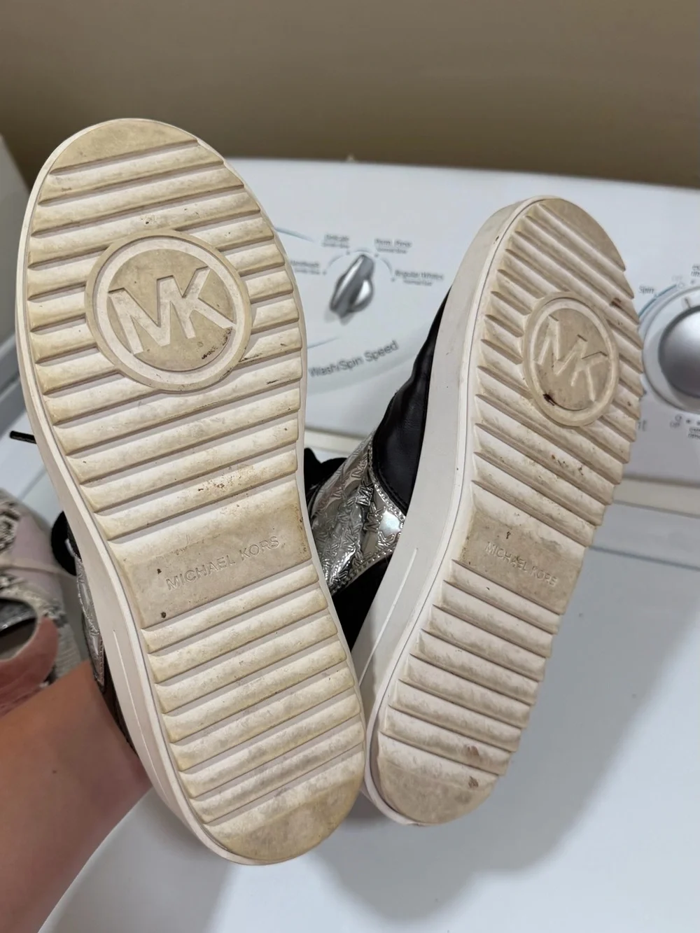 MK Metallic Silver & Black Platform Sneaker - Michael Kors